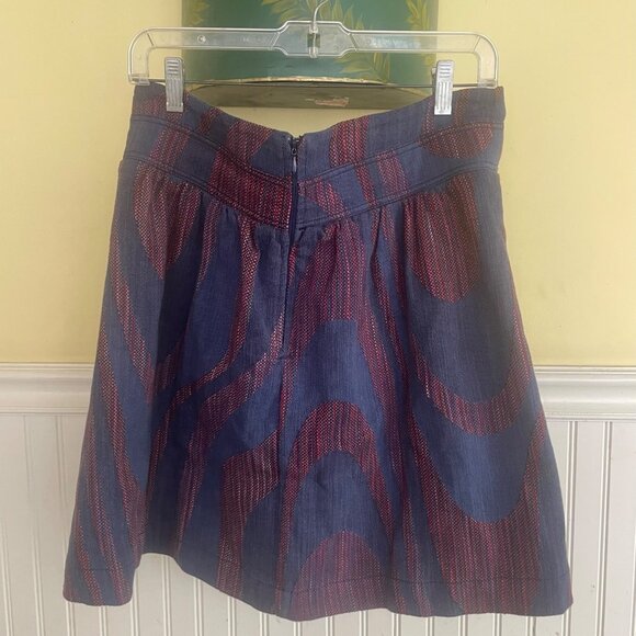 Idra Skirt Blue Stitched skirt with bow tie belt size 12 - Picture 2 of 9